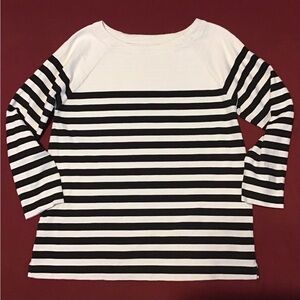 LOFT Black/Cream Striped Sweater